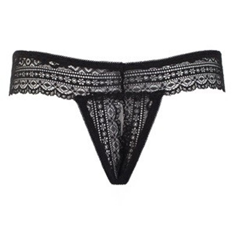 Fashion, accesorii si bijuterii - Femei - Lenjerie si pijamale femei - Lenjerie intima femei - Chiloti String Dama cu Dantela si Strasuri, Negru - Infinity.ro