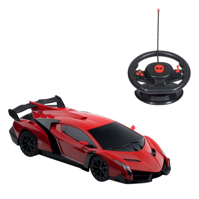 Jucarii, Copii si Bebe - Jucarii si jocuri - Vehicule si jucarii cu telecomanda - Masinute - Masina de Jucarie cu Telecomanda, Rosie, Scara 1:12, 27MHz, cu Lumini si Volan - Infinity.ro