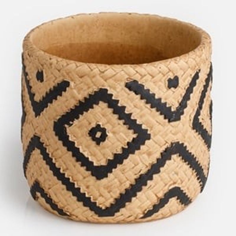 Casa si Gradina - Gradinarit si plante - Plante si ghivece - Accesorii ghivece si jardiniere - Masca Ghiveci Flori Ceramica Bej cu Detalii Negre - Infinity.ro