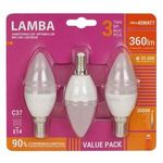 Casa si Gradina - Corpuri si surse de iluminat - Becuri si tuburi neon - Becuri - Set 3 becuri LED E14, 4W, C37, Alb Cald, 360 Lumeni - Infinity.ro