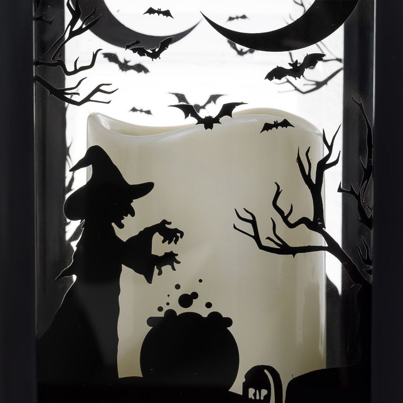 Casa si Gradina - Corpuri si surse de iluminat - Iluminat exterior - Felinare - Felinar Decorativ de Halloween cu LED, Negru, 14x14x35cm - Infinity.ro