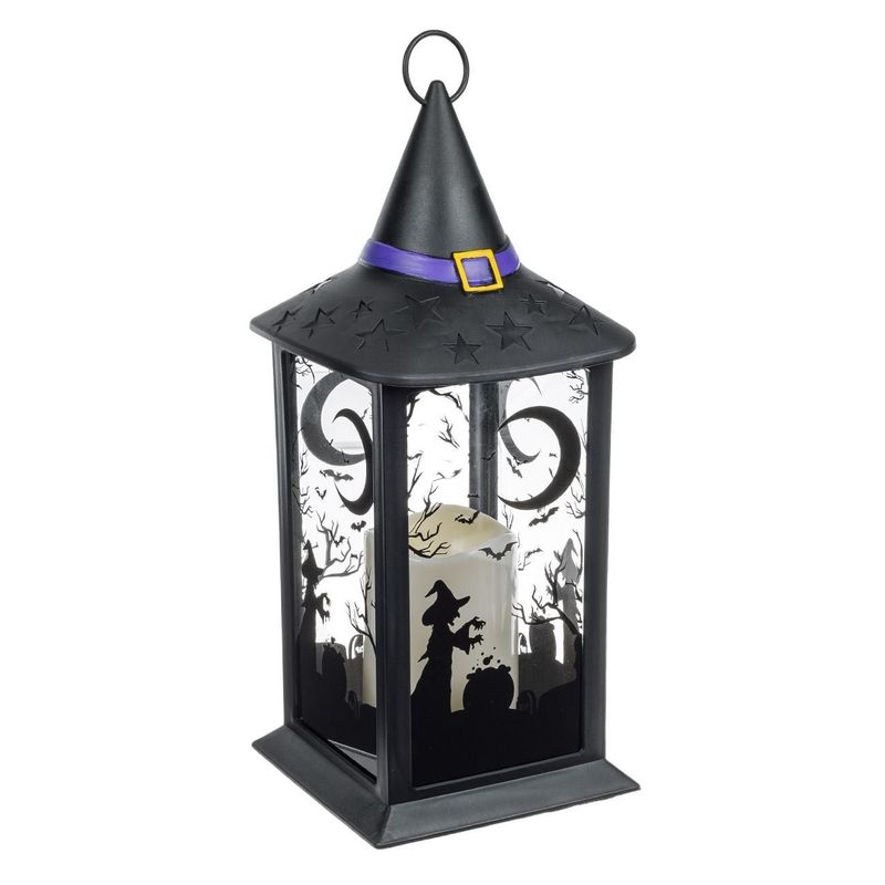 Casa si Gradina - Corpuri si surse de iluminat - Iluminat exterior - Felinare - Felinar Decorativ de Halloween cu LED, Negru, 14x14x35cm - Infinity.ro