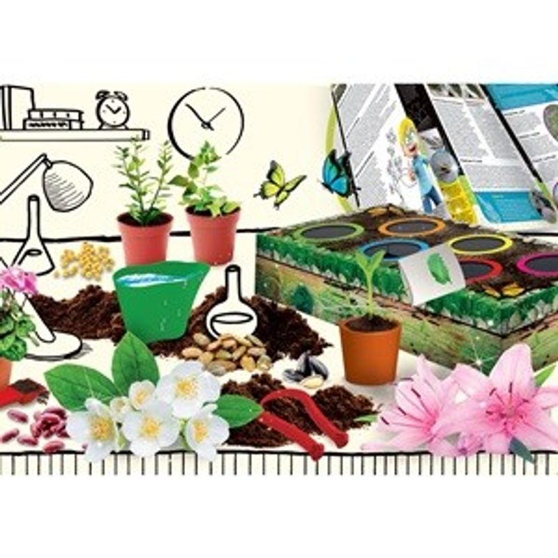 Jucarii, Copii si Bebe - Jucarii si jocuri - Jucarii de rol - Set joaca gradinarit - Set Laborator Botanic pentru Copii, 6 Ghivece, Seminte Organice - Infinity.ro