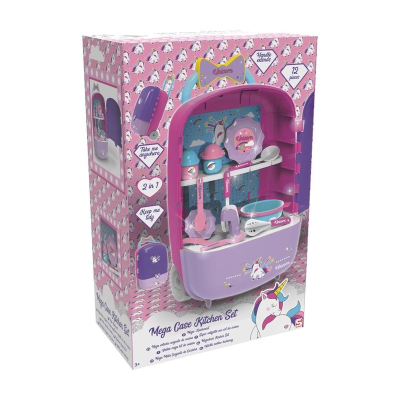 Jucarii, Copii si Bebe - Jucarii si jocuri - Jucarii de exterior - Spatii de joaca si accesorii - Set de Joaca Valiza cu Accesorii de Masa, 12 buc, Roz si Mov - Infinity.ro