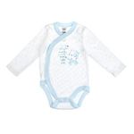 Fashion, accesorii si bijuterii - Copii - Imbracaminte copii - Body-uri copii - Body cu Maneci Lungi din Bumbac pentru Bebelusi, Alb cu Bleu, Imprimeu Stele si Ursuleti - Infinity.ro