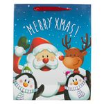 Carti si Birotica - Birotica - Articole ambalare - Sacosa Cadou Craciun, Model Ren Pinguin 3D, Culoare Albastru Rosu, Dimensiune 26x32x12 cm - Infinity.ro