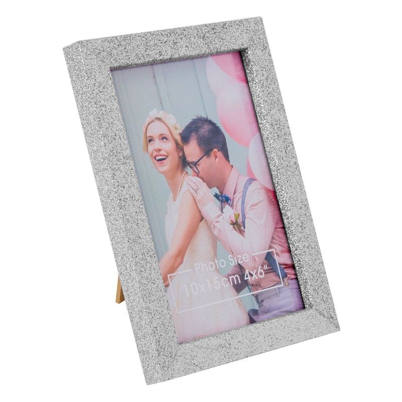 Casa si Gradina - Decoratiuni - Obiecte decorative - Accesorii decorative - Rama foto decorativa din lemn, argintie cu glitter, 10x15 cm - Infinity.ro