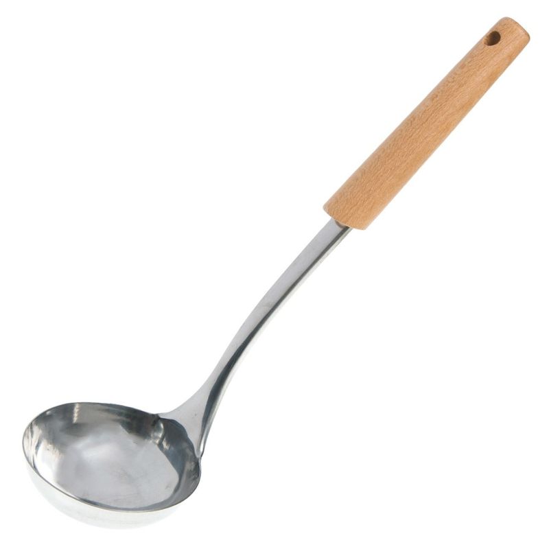 Casa si Gradina - Bucatarie si vesela - Ustensile bucatarie - Polonice, linguri si clesti de bucatarie - Polonic metalic cu mâner de lemn, 33 cm - Infinity.ro