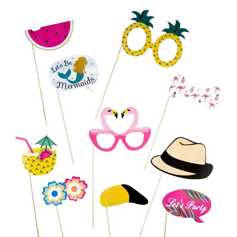 Casa si Gradina - Decoratiuni - Decoratiuni petrecere - Accesorii pentru petrecere - Set accesorii foto pentru petrecere, tematica vara, 10 buc, multicolor - Infinity.ro