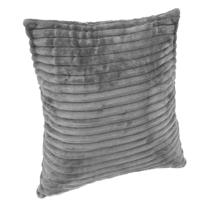 Casa si Gradina - Textile si covoare - Lenjerii de pat - Fete de perna - Fata de perna decorativa flannel, 45x45 cm, gri, cu fermoar - Infinity.ro