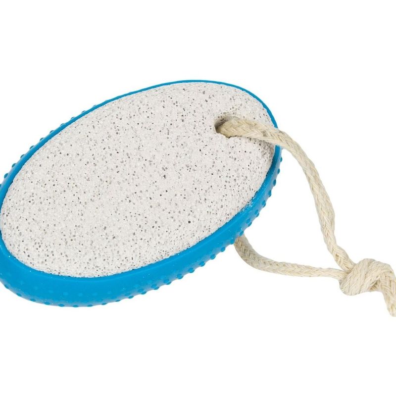 Ingrijire personala si Cosmetice - Manichiura si pedichiura - Pile cosmetice - Piatra Ponce Dubla cu Maner Bleu - Dimensiune 9.5x5.5x3cm - Infinity.ro