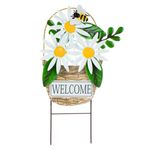 Casa si Gradina - Gradina si terasa - Casute de gradina - Stick decorativ metalic, Cos cu margarete, 55cm - Infinity.ro