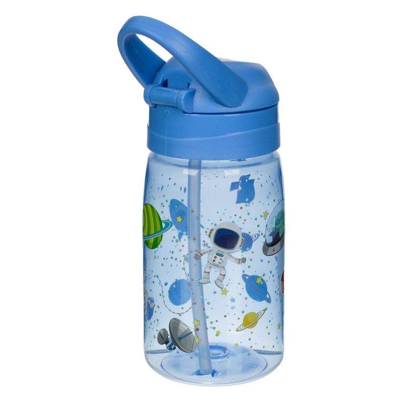 Casa si Gradina - Bucatarie si vesela - Cani si pahare - Sticle - Sticla de apa pentru copii cu capac pop-up, 430 ml, albastra, design Space Boy - Infinity.ro