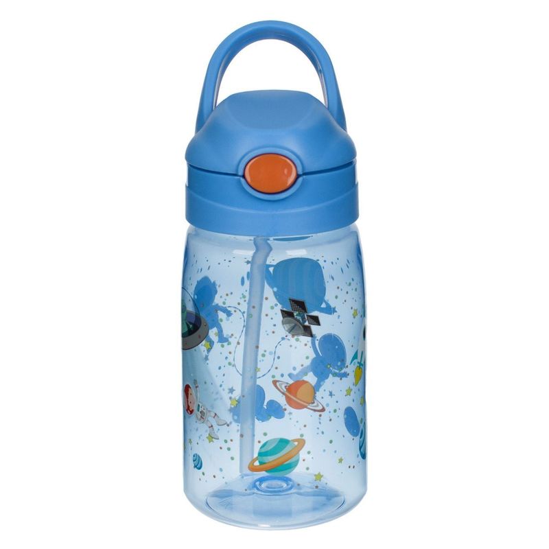 Casa si Gradina - Bucatarie si vesela - Cani si pahare - Sticle - Sticla de apa pentru copii cu capac pop-up, 430 ml, albastra, design Space Boy - Infinity.ro