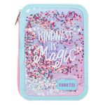 Carti si Birotica - Rechizite - Penare - Penar Echipat Triplu Roz cu Confeti, 15x6x21cm, Set Complet de Accesorii Scolare - Infinity.ro