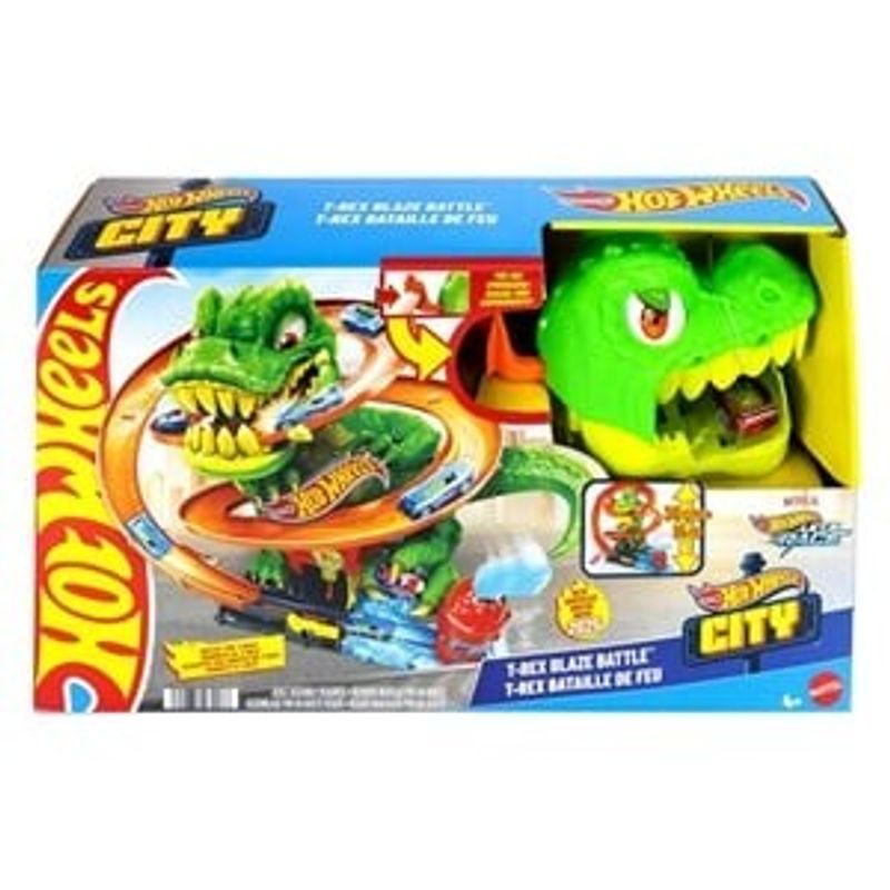 Jucarii, Copii si Bebe - Jucarii si jocuri - Vehicule si jucarii cu telecomanda - Masinute - Set de lupta cu dinozaur T-Rex si masina de curse, verde - Infinity.ro