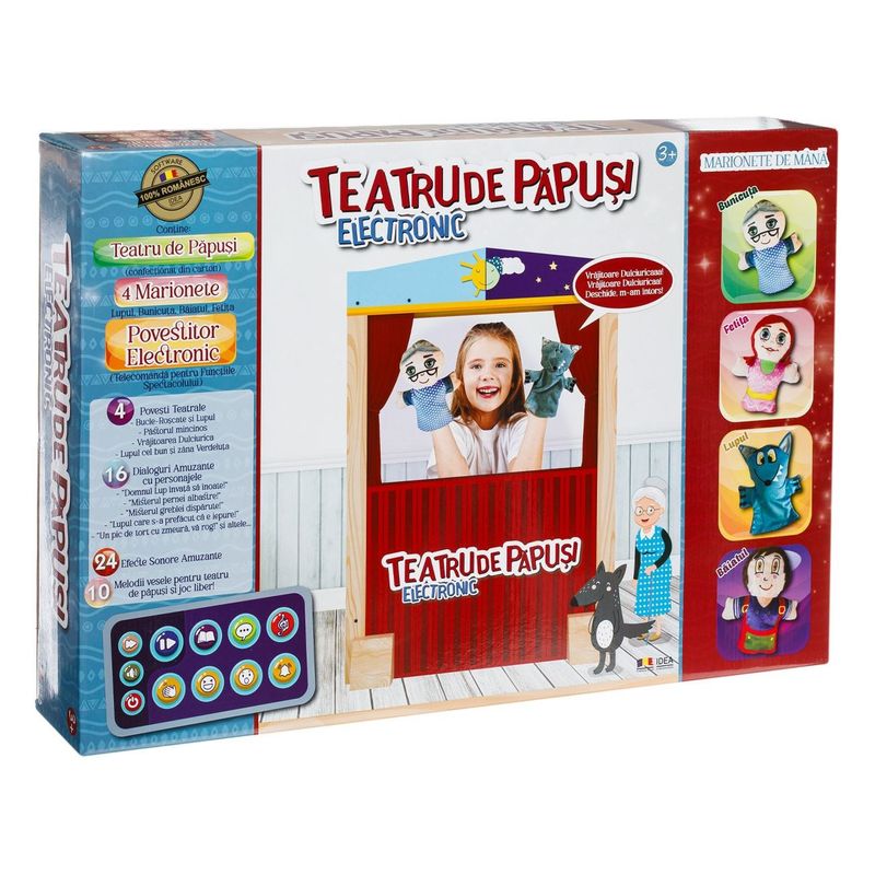 Jucarii, Copii si Bebe - Jucarii si jocuri - Jocuri si puzzle - Puzzle - Teatru de Papusi Electronic cu 4 Marionete, Povestitor cu Telecomanda, Povesti si Sunete in Limba Romana - Infinity.ro