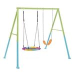 Jucarii, Copii si Bebe - Jucarii si jocuri - Jucarii de exterior - Leagane copii - Leagan dublu cu leagan cuib si leagan clasic, 2.54x2.35x2m, verde - Infinity.ro