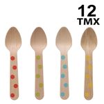 Casa si Gradina - Decoratiuni - Decoratiuni petrecere - Vesela pentru petrecere - Lingurite din lemn pentru petrecere cu buline colorate - Infinity.ro