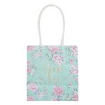 Carti si Birotica - Birotica - Articole ambalare - Set 4 Pungi Cadou din Hartie Kraft Verde Menta cu Model Floral si Manere Albe, 10x7x11cm - Infinity.ro