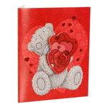Market - Cadouri - Felicitari - Felicitare 3D cu Ursulet si Inimi, Rosie, 7.5x8.5cm, cu Plic - Infinity.ro