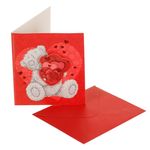 Market - Cadouri - Felicitari - Felicitare 3D cu Ursulet si Inimi, Rosie, 7.5x8.5cm, cu Plic - Infinity.ro