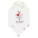 Jucarii, Copii si Bebe - Hrana si alaptare - Biberoane, suzete si accesorii hranire - Articole hranire bebelusi - Bavete din bumbac tip esarfa albe cu imprimeu Love Daddy+Mummy - Infinity.ro