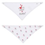 Jucarii, Copii si Bebe - Hrana si alaptare - Biberoane, suzete si accesorii hranire - Articole hranire bebelusi - Bavete din bumbac tip esarfa albe cu imprimeu Love Daddy+Mummy - Infinity.ro