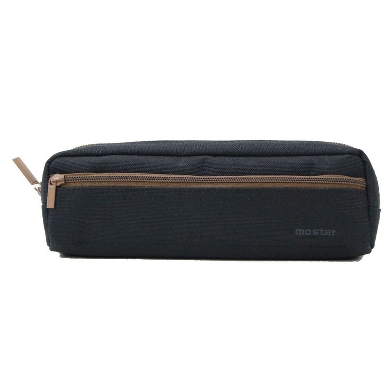 Carti si Birotica - Rechizite - Penare - Penar tip tub, Negru cu fermoar maro, 21x4.5x5.5cm - Infinity.ro
