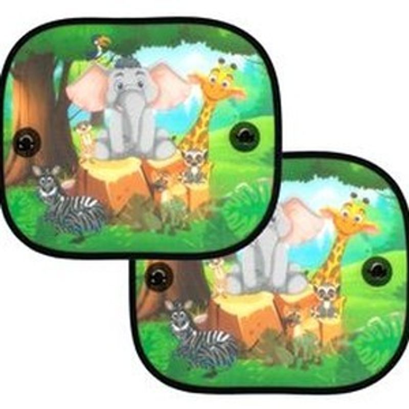 Auto si Moto - Intretinere auto - Huse auto - Parasolar Auto cu Model Animale din Jungla, 2 buc, 44x36cm, Multicolor - Infinity.ro