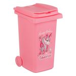 Casa si Gradina - Mobilier - Organizare si depozitare - Cosuri de gunoi - Tomberon Mini din Plastic cu Model Unicorn, 0.48L, Roz - Infinity.ro