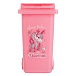 Casa si Gradina - Mobilier - Organizare si depozitare - Cosuri de gunoi - Tomberon Mini din Plastic cu Model Unicorn, 0.48L, Roz - Infinity.ro