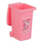 Casa si Gradina - Mobilier - Organizare si depozitare - Cosuri de gunoi - Tomberon Mini din Plastic cu Model Unicorn, 0.48L, Roz - Infinity.ro