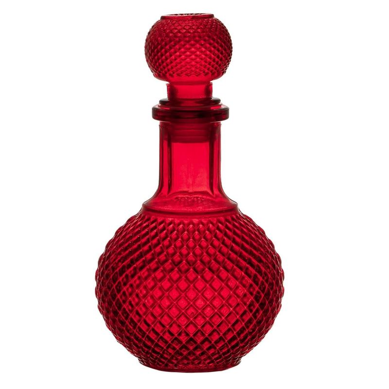 Casa si Gradina - Bucatarie si vesela - Cani si pahare - Sticle - Sticla Lichior Rosie Rotunda cu Romburi din Sticla 500ml - Infinity.ro