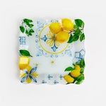 Casa si Gradina - Bucatarie si vesela - Vesela si tacamuri - Farfurii si boluri - Farfurie din Sticla cu Model Lamaie, 20x20cm, Patrata - Infinity.ro