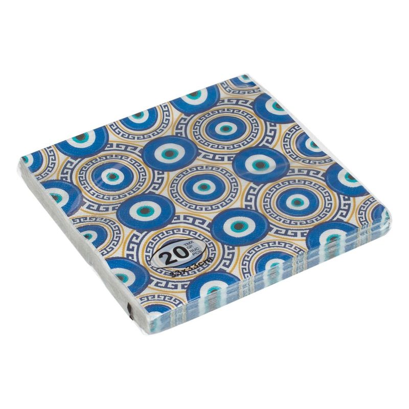 Market - Curatenie si intretinere casa - Produse bucatarie - Prosoape de hartie si servetele - Servetele de Masa cu 2 Straturi Ecru cu Ochi Bleu 33x33cm - 20buc - Infinity.ro