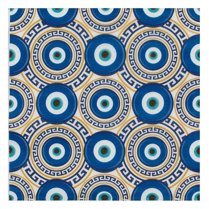 Market - Curatenie si intretinere casa - Produse bucatarie - Prosoape de hartie si servetele - Servetele de Masa cu 2 Straturi Ecru cu Ochi Bleu 33x33cm - 20buc - Infinity.ro