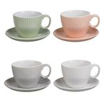 Casa si Gradina - Bucatarie si vesela - Cani si pahare - Cani si cesti - Set 4 Cani pentru Cafea din Ceramica cu Farfurioare, 210ml, Culori Pastel - Infinity.ro