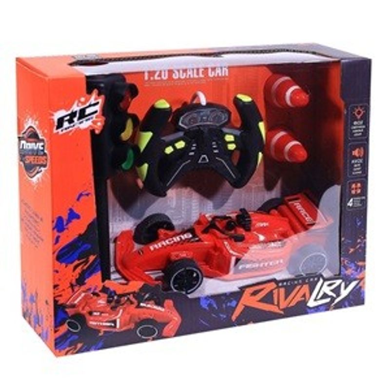 Jucarii, Copii si Bebe - Jucarii si jocuri - Vehicule si jucarii cu telecomanda - Barci cu telecomanda - Masina de curse Formula 1 cu telecomanda, semafor cu lumini si sunete, scara 1:20, rosie - Infinity.ro