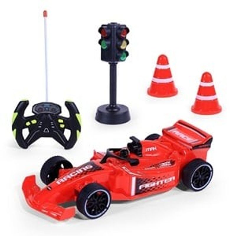 Jucarii, Copii si Bebe - Jucarii si jocuri - Vehicule si jucarii cu telecomanda - Barci cu telecomanda - Masina de curse Formula 1 cu telecomanda, semafor cu lumini si sunete, scara 1:20, rosie - Infinity.ro