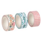 Carti si Birotica - Birotica - Accesorii de birou - Benzi adezive - Banda Washi Tape cu Aroma de Piersici Carouri Flori 5m x 1.5cm - 3buc - Infinity.ro