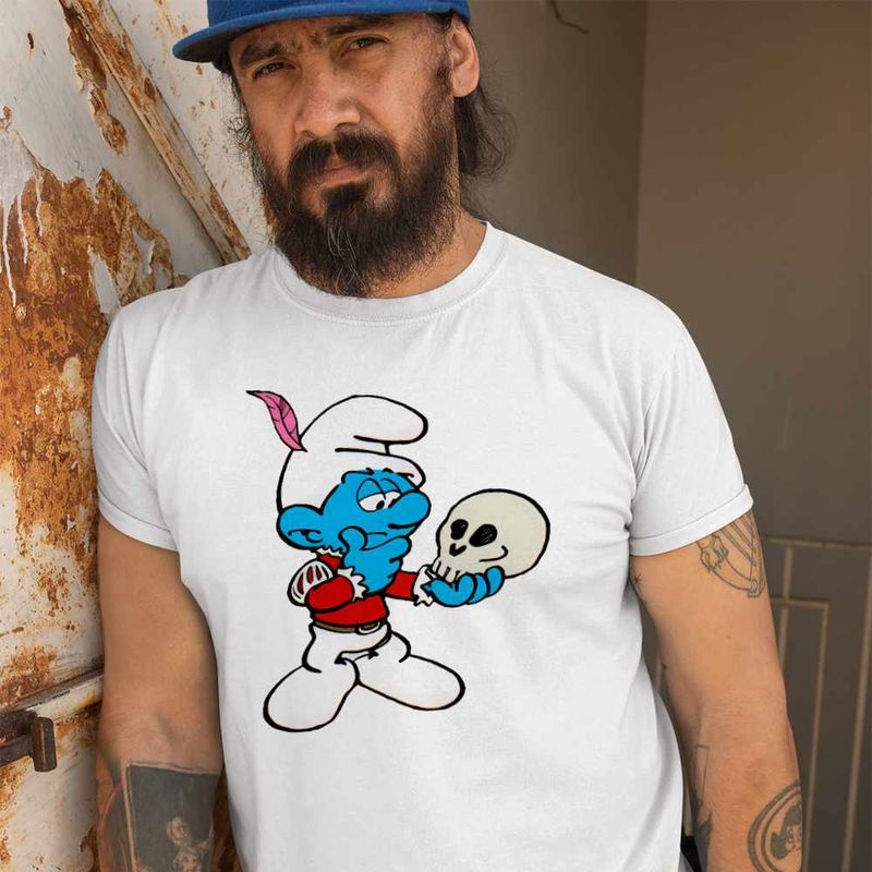 Fashion, accesorii si bijuterii - Barbati - Imbracaminte - Tricouri si bluze barbati - Tricou Barbati Strumfii Actor Poet Hamlet Shakespeare, alb, marime 3XL - Infinity.ro