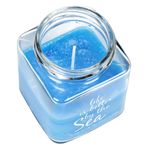 Casa si Gradina - Decoratiuni - Aromaterapie si lumanari - Lumanari si candele - Lumanare parfumata albastra in borcan de sticla cu capac din pluta, 6x6x9.5 cm - Infinity.ro