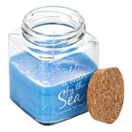 Casa si Gradina - Decoratiuni - Aromaterapie si lumanari - Lumanari si candele - Lumanare parfumata albastra in borcan de sticla cu capac din pluta, 6x6x9.5 cm - Infinity.ro