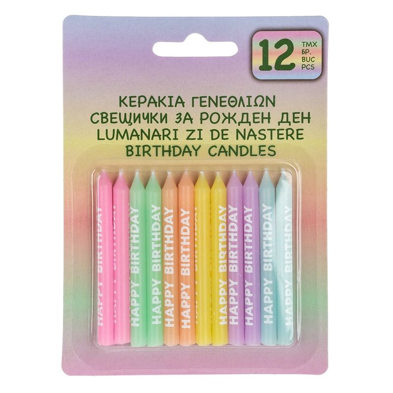 Casa si Gradina - Decoratiuni - Decoratiuni petrecere - Accesorii pentru petrecere - Lumanari Pastel pentru Zi de Nastere - 12 buc, 7cm - Infinity.ro