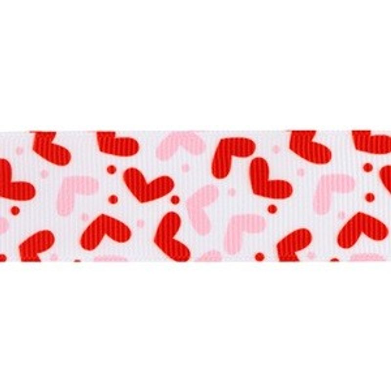 Carti si Birotica - Birotica - Articole ambalare - Panglica decorativa cu model inimi rosii si roz, 1m x 2.5cm - Infinity.ro