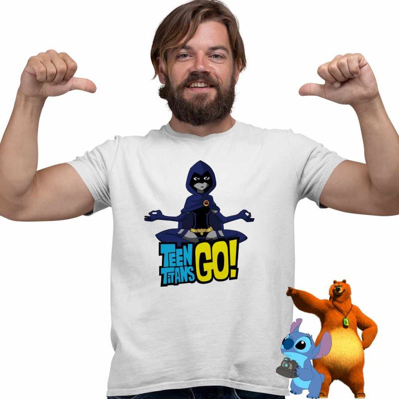 Fashion, accesorii si bijuterii - Barbati - Imbracaminte - Tricouri si bluze barbati - Tricou Barbati Raven Mediteaza Tineri Titani, alb, marime S - Infinity.ro