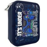 Carti si Birotica - Rechizite - Penare - Penar dublu echipat, albastru, model consola gaming, 14x4x20cm - Infinity.ro