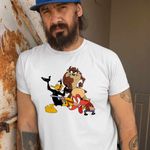 Fashion, accesorii si bijuterii - Barbati - Imbracaminte - Tricouri si bluze barbati - Tricou Barbati Daffy Duck Tasmanian Devil Taz Yosemite Sam, alb, marime 2XL - Infinity.ro