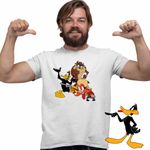 Fashion, accesorii si bijuterii - Barbati - Imbracaminte - Tricouri si bluze barbati - Tricou Barbati Daffy Duck Tasmanian Devil Taz Yosemite Sam, alb, marime 2XL - Infinity.ro